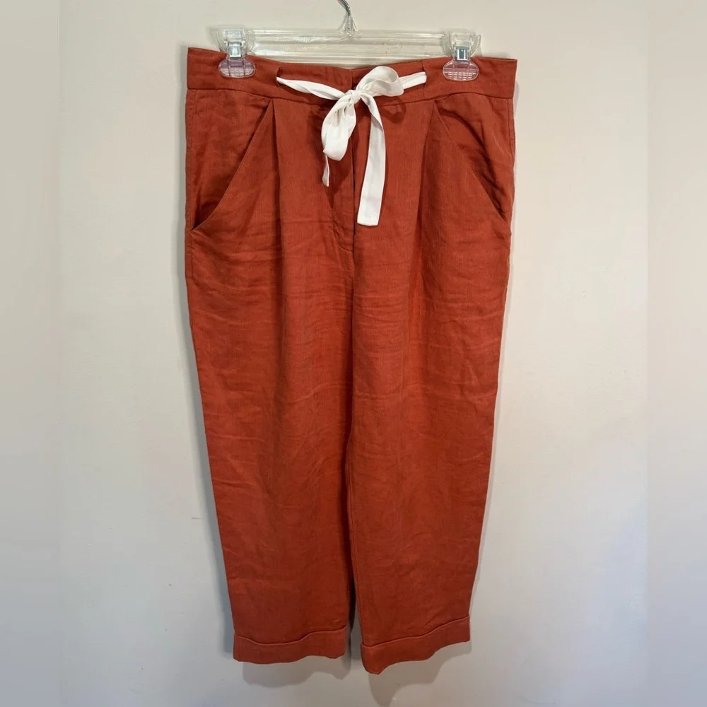 Aritzia Wilfred allant linen blend cropped pants Sz Small‎